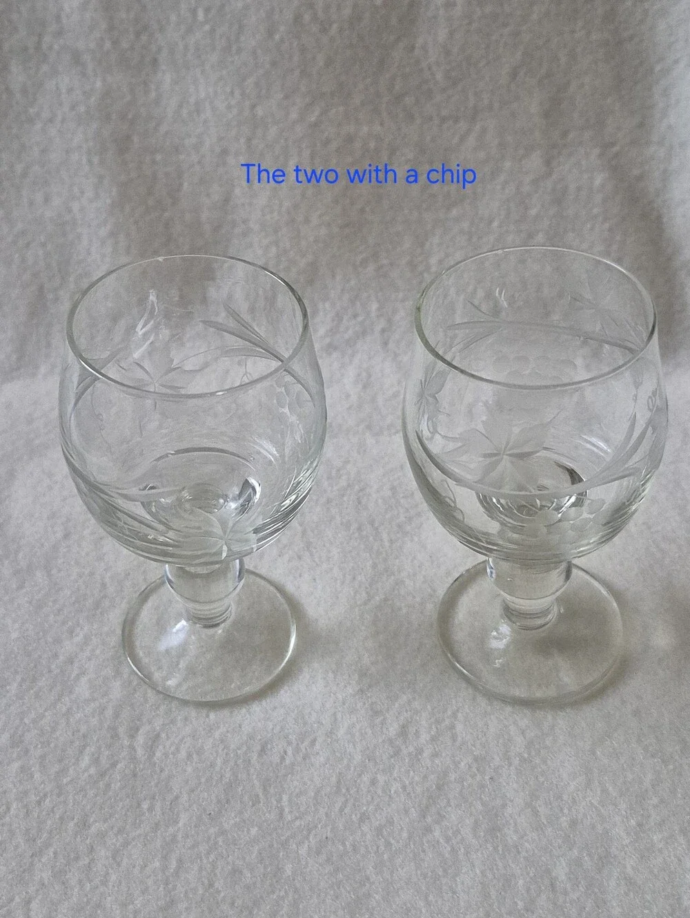 Vintage Etched Grape And Vine Brandy Stemmed Glasses - Clear (Set of 5)
